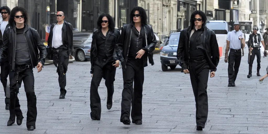 Image similar to michael jackson 2 0 0 9 wearing shades, alone, this is it style, photo real, motion blur, spotted with body guards in london across the road, walking, in the distane, by himself, real life, spotted, ultra realistic face, accurate, 4 k, movie still, uhd, sharp, detailed, cinematic, render, modern