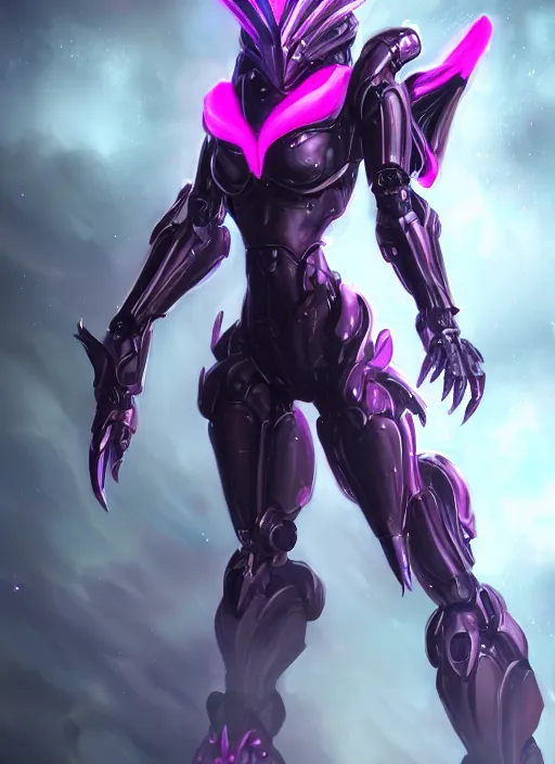 Image similar to cinematic goddess full shot, beautiful stunning hot anthropomorphic robot mecha female dragon, sleek dragon head, metal ears, led purple eyes, smooth fuschia skin, smooth silver armor, floating in space, holding a galaxy, epic proportions, epic size, epic detail, furry art, dragon art, giantess art, warframe fanart, furaffinity, octane