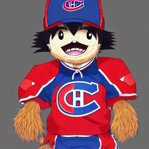 Image similar to anime Portrait of Youppi the Habs Montreal Canadiens Mascot as a very cute powerful and friendly pokemon, highly detailed anime, high evolution, 1990s, legendary, smooth, sharp focus, dynamic lighting, intricate, trending on ArtStation, illustration pokemon, art by WLOP