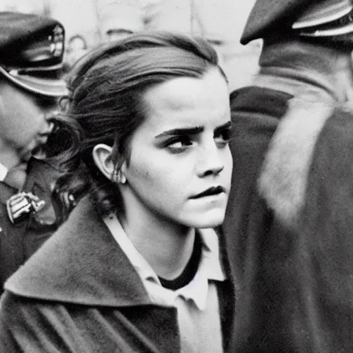 Image similar to emma watson being arrested during the nuremberg trials