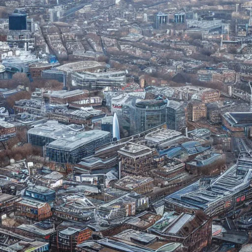 Image similar to Aerial photo of cyberpunk slumps in London