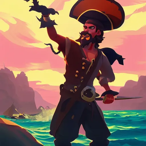 Image similar to painting jack the pirate on sea of thieves game avatar hero smooth face median photoshop filter cutout vector behance hd by jesper ejsing, by rhads, makoto shinkai and lois van baarle, ilya kuvshinov, rossdraws, illustration, art by ilya kuvshinov and gustav klimt