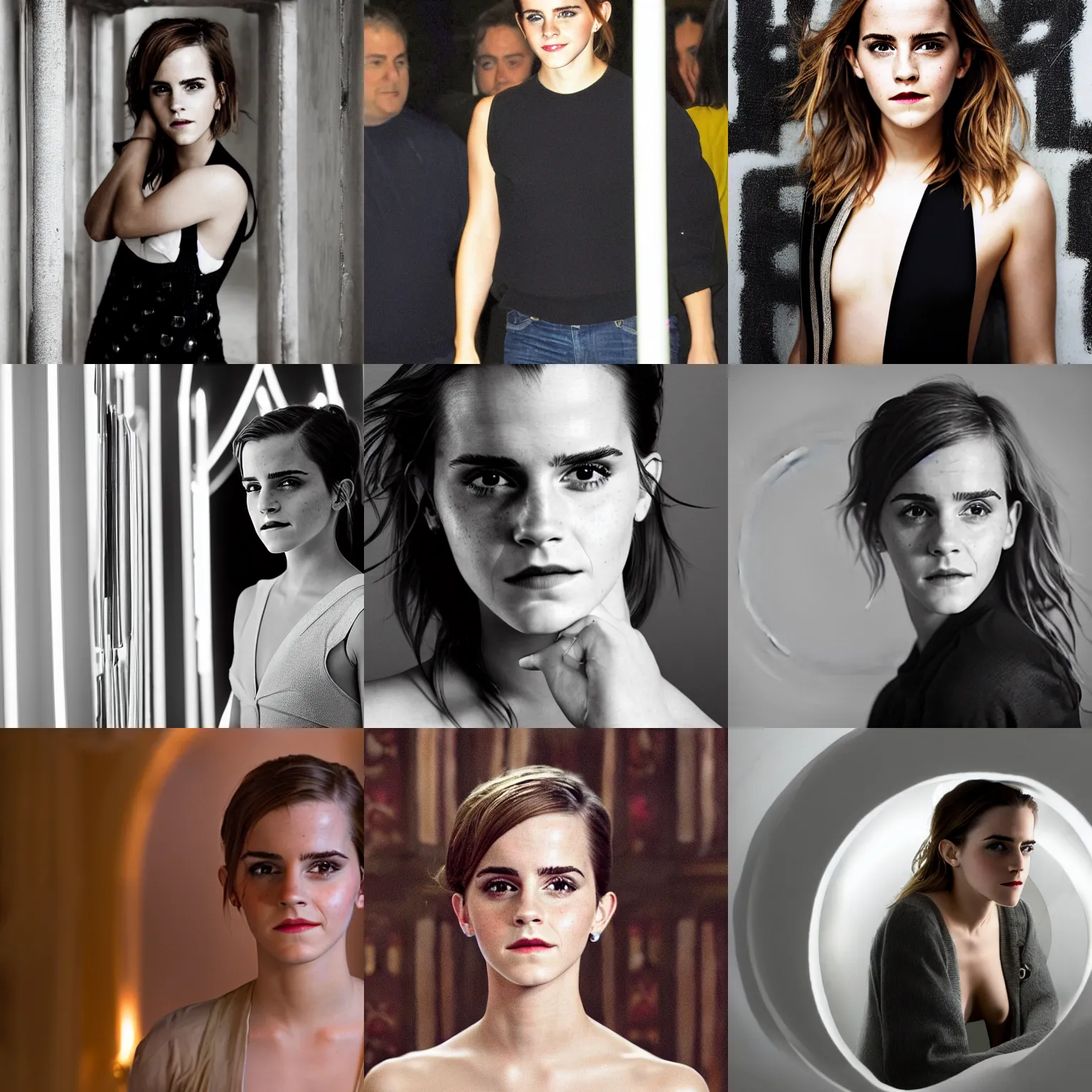 Prompt: a view of emma watson from inside a light bulg