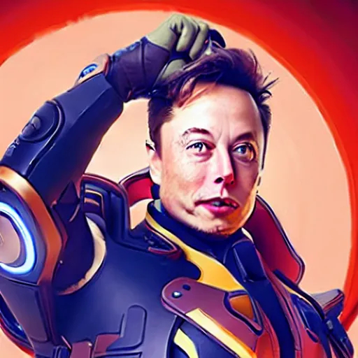 Image similar to Elon Musk as a character from Overwatch