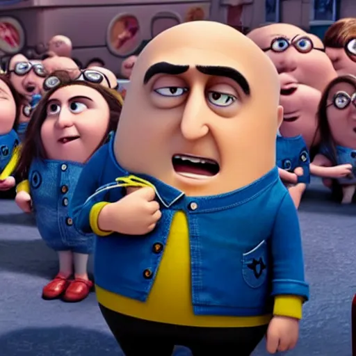 Prompt: gru in despicable me 3 trying to order pizza from pizza hut