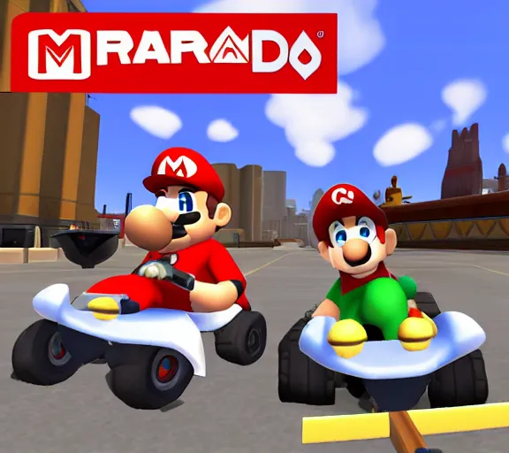 Prompt: team fortress 2 in mario kart 6 4