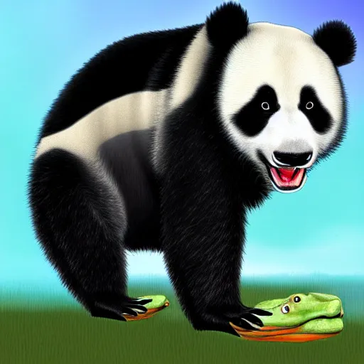 Image similar to a hybrid of a panda and a crocodile, digital art