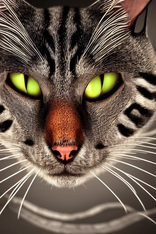 Image similar to perfectly - centered coiled cat portrait, unreal engine 5, photorealism, hd quality, 8 k resolution, cinema 4 d, hdr dramatic cinematic lighting