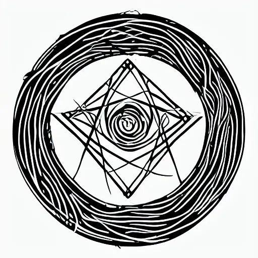 Prompt: a minimalist contemporary logo of a Visionary Urban Shaman Lightworker Alchemist Druid, Mystery, Love, wholeness, rooted lineage, web of life, open eye freedom