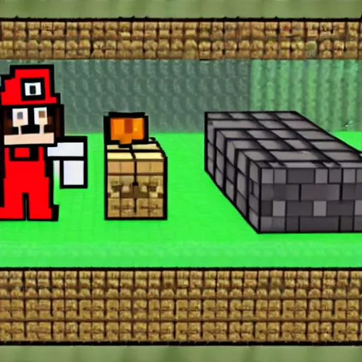 Image similar to Mario in Minecraft