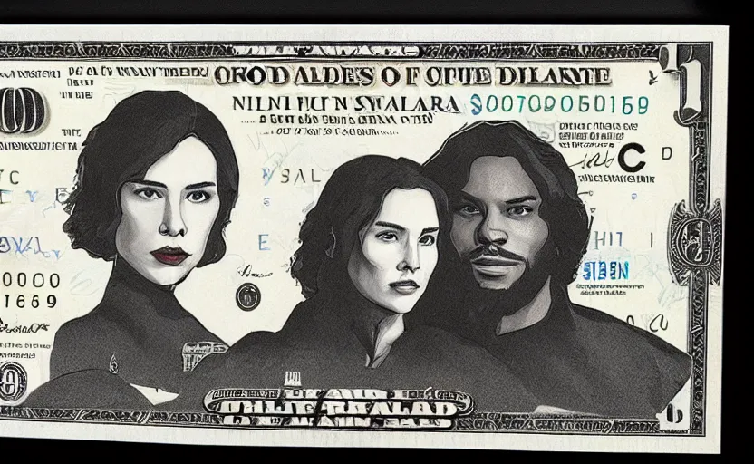 Image similar to reylo on a dollar bill