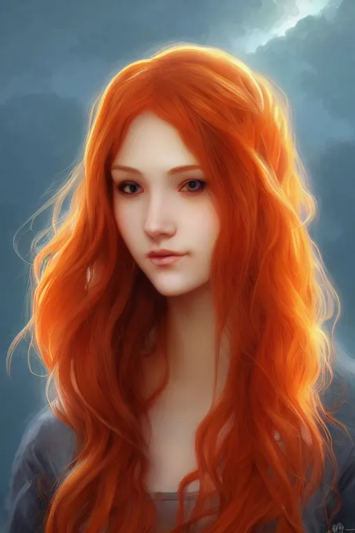 Prompt: nami, long orange hair, brown eyes, digital art from artstation by artgerm and william - adolphe bouguereau