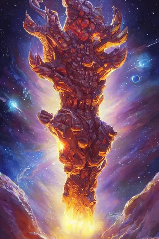 Image similar to beautiful oil painting with high detail of a wise Space ent(Melting) made of stars and plasma, hybrid from dungeons and dragons and art direction by James Cameron ;by artgerm; wayne reynolds art station; cinematic quality character render; low angle; ultra high quality model; production quality cinema model