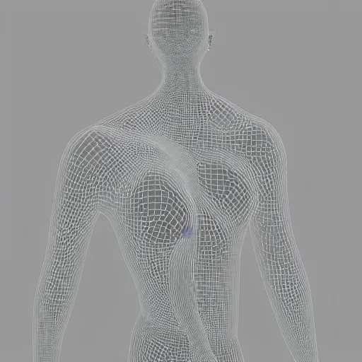 Image similar to beautiful abstract human bodies intertwined, wireframe, perfect topology, 3 d model, 3 d mesh, gradients, atmospheric lighting, octane render