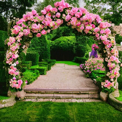 Image similar to rose castle romantic dreamy garden cloud ultra wide