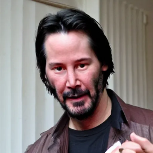 Image similar to keanu reeves as a nutella, looks like nutella