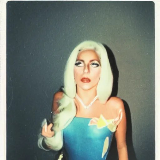 Prompt: Lady Gaga in the 1970s, polaroid photo