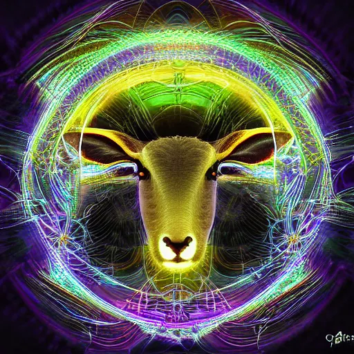 Image similar to dreaming of electric sheep, highly detailed, fractals