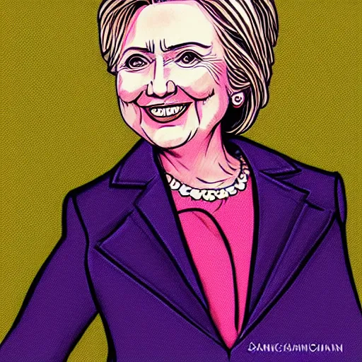 Prompt: hillary clinton illustration by sakimichan