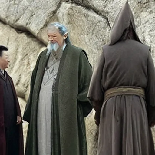 Prompt: xi jinping playing gandalf in lord of the rings movie