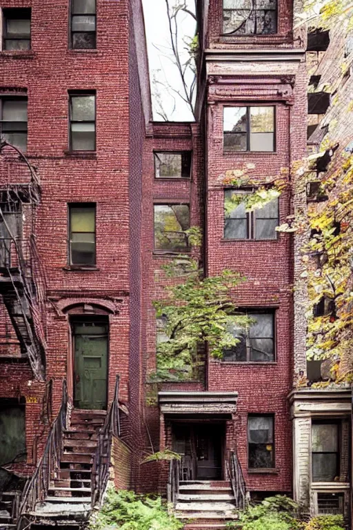 Image similar to (((((a ramshackle manhattan brick brownstone deep in the forest))))) by Andy Walsh!!!!!!!!!!!!!!!!!!!!!!!!!!!