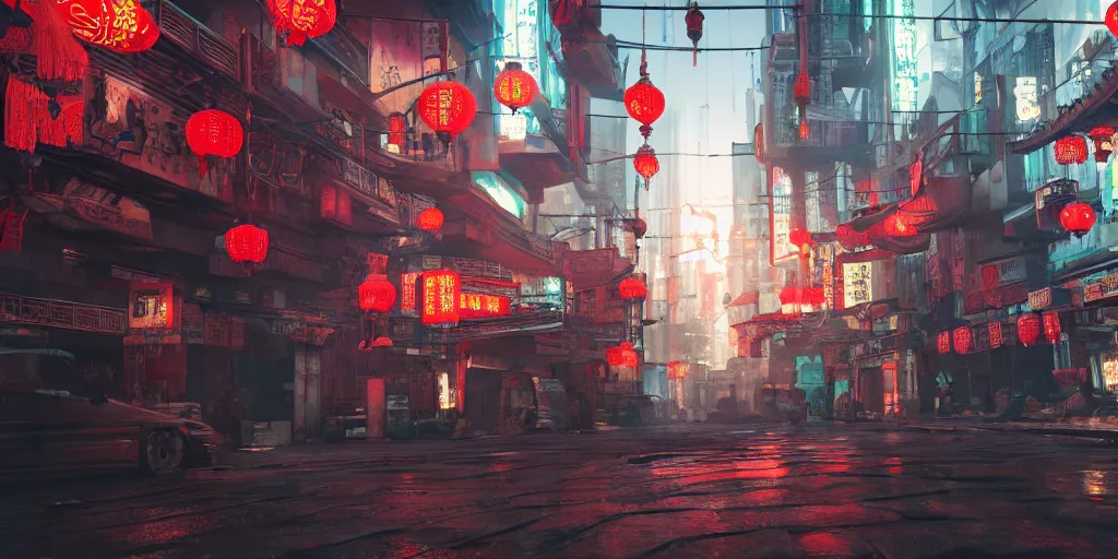 Prompt: a photo of 8k cyberpunk chinatown, cinematic lighting, trending on artstation, 4k, hyperrealistic, focused, extreme details, unreal engine 5, cinematic, masterpiece