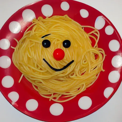 Image similar to spaghetti in the shape of a clown