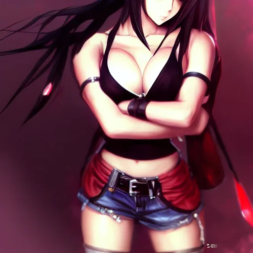 Image similar to beautiful anime art of tifa lockhart by WLOP, rossdraws, Logan Cure, Mingchen Shen, BangkuART, sakimichan, yan gisuka, JeonSeok Lee, zeronis, Chengwei Pan on artstation