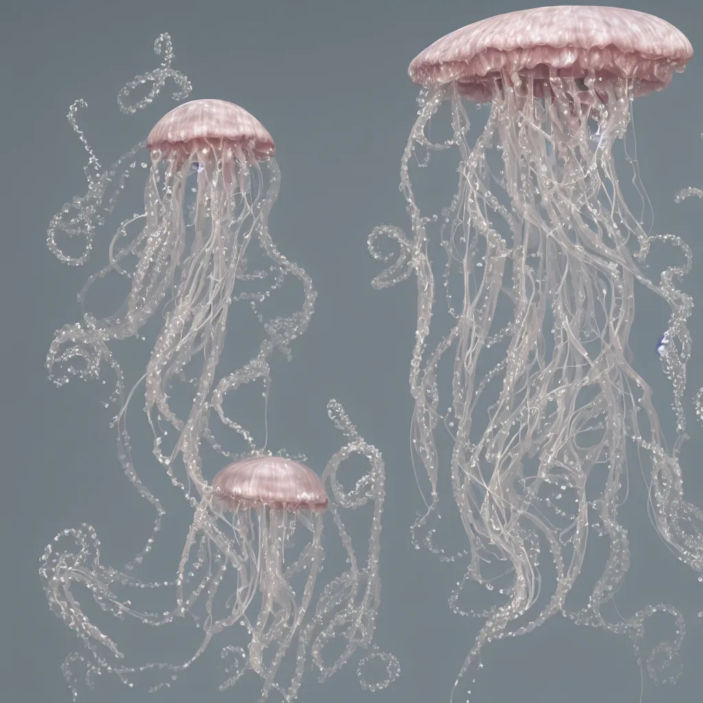 Prompt: rococo costume design，jellyfish，dreamy, soft , highly detailed, octane render, 8k