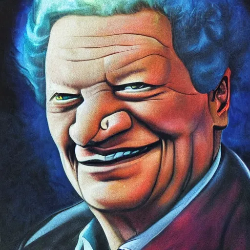 Image similar to yeltsin in the image of the devil, art in color, scary art