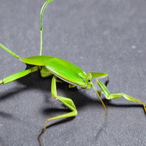 Image similar to a praying mantis winning mr. olympia