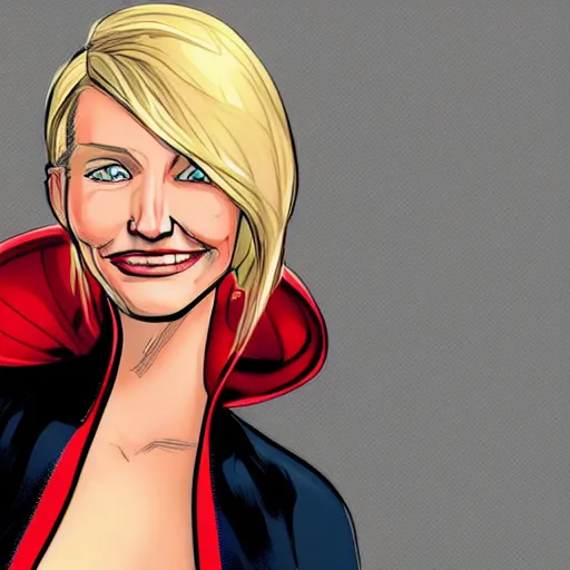 Image similar to cameron diaz portrait, spider - man : into the spider - verse, comic, comix