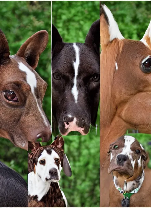 Image similar to a full portrait photo of frog bird horse cow dog, f / 2 2, 3 5 mm, 2 7 0 0 k, lighting, perfect faces, award winning photography.