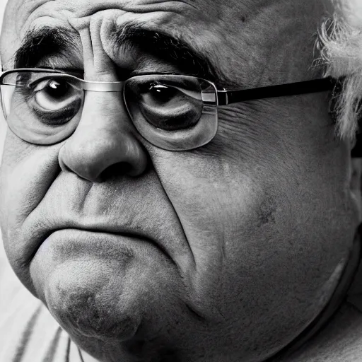 Prompt: Danny DeVito crying, cinematic, studio light, 8K,