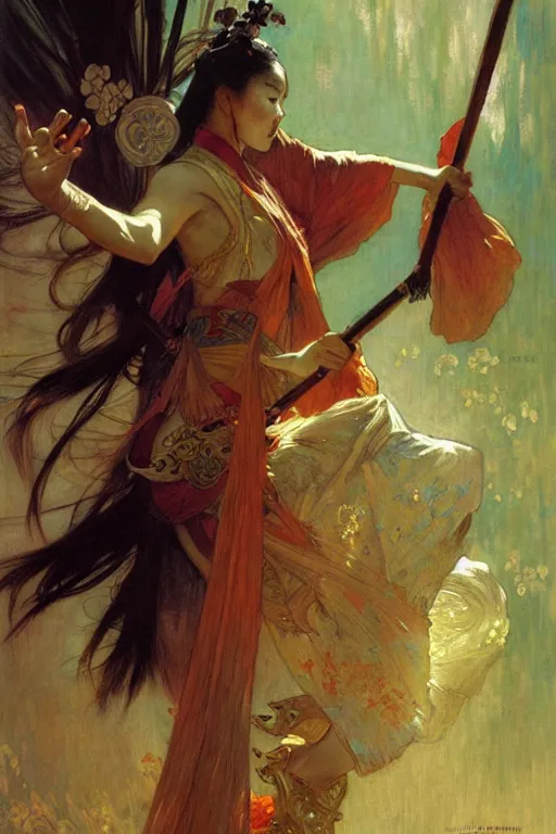 Image similar to wuxia, painting by gaston bussiere, craig mullins, greg rutkowski, alphonse mucha