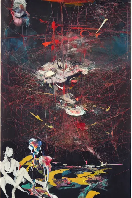 Prompt: the impossibility of death, inside a brutalist designed space ship , gothic, rich deep colours, painted by Francis bacon, Adrian ghenie, James jean and Petra cortright, part by (((Gerhard Richter))), part by Takato Yamamoto. 8k masterpiece