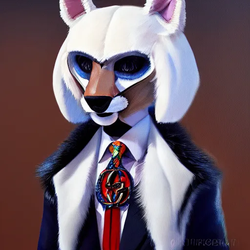 Image similar to fursuit fashion, gucci catwalk, oil painting, digital art, ultradetailed, artstation