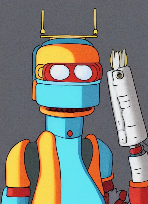 Prompt: photorealistic studio portrait of bender from futurama