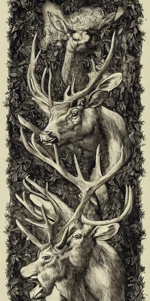 Prompt: a brilliant epic isograph print of a russian stag by josep tapiro baro in the style of baroque art, trending on art station