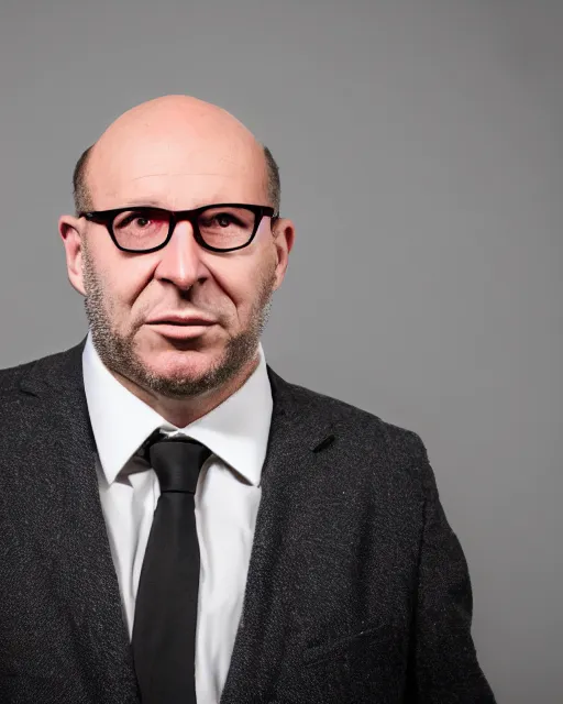 Prompt: joel glazer is the devil reincarnate, owner of manchester united football club, portrait, pure evil, devils horns, joel glazer, hell, 8 5 mm lens, photo realistic, symmetrical face, cinematic lighting