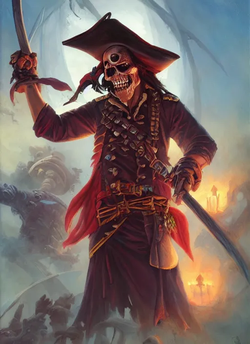 Prompt: undead pirate captain by paul dainton and vladimir volegov and alexander averin and delphin enjolras and daniel f. gerhartz