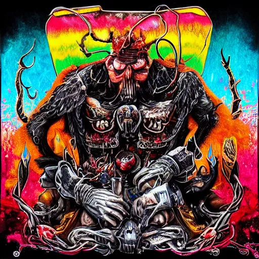 Image similar to colorful heavy metal band album art