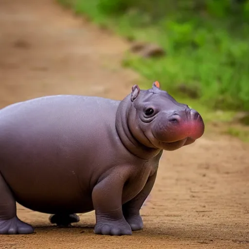 Prompt: DSLR Photograph of a baby hippo that looks like a Minion, cinematic, award winning