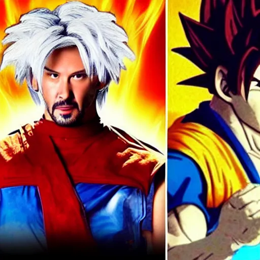 Image similar to keanu reeves as songoku in live action dragon ball movie