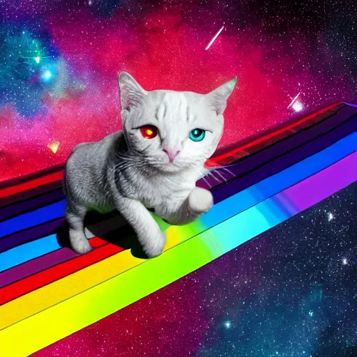 Prompt: national geographic photograph of nyan cat in space