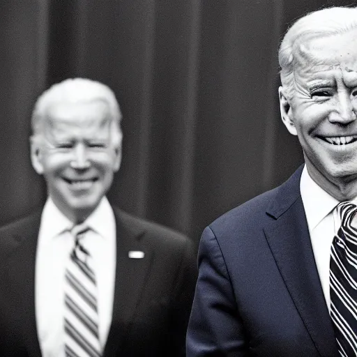 Image similar to A photo of joe biden teams up with a teenage joe biden, perfect faces, 50 mm, award winning photography