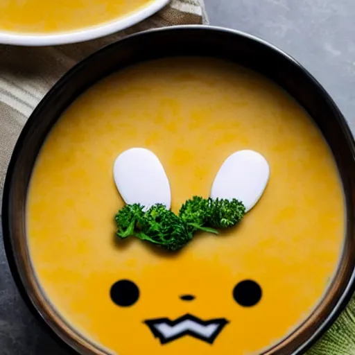 Prompt: hyperrealistic photo of a bowl of soup made of pikachu shaped pasta