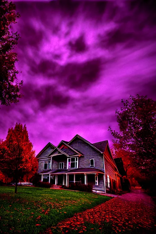 Image similar to scary october neighborhood, a sense of fright : : time - lapse : : hyperspectral imaging : : wide angle : : brenizer method : : dichromatism : : technicolor : : kinemacolor : : underdimensional : : beyond - dimensional : : 3 2 k : : dci - p 3 : : rim lights : : moody lighting