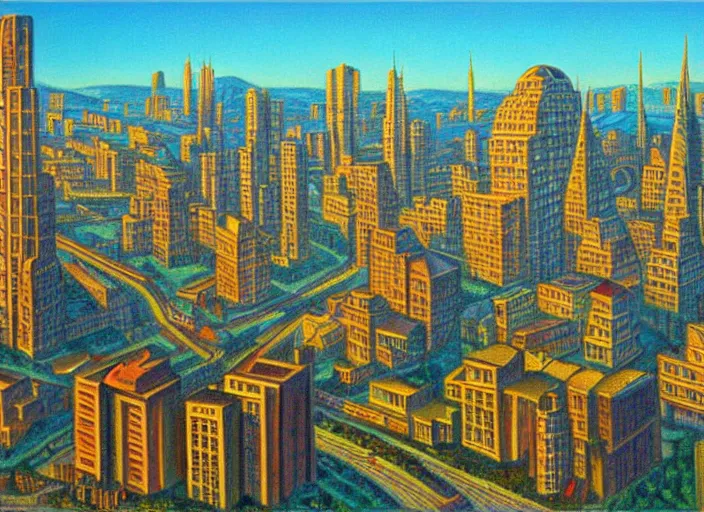 Image similar to a stone age cityscape by vladimir tretchikoff