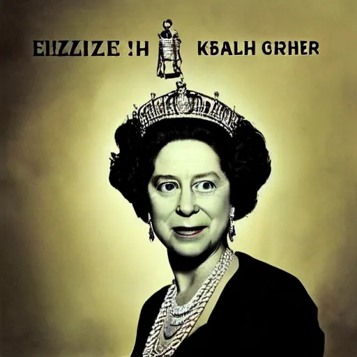 Image similar to album cover of elizabeth ii as a rapper